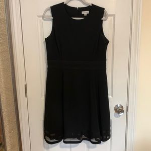 Size 14 black sleeveless dress with mesh detail by Calvin Klein